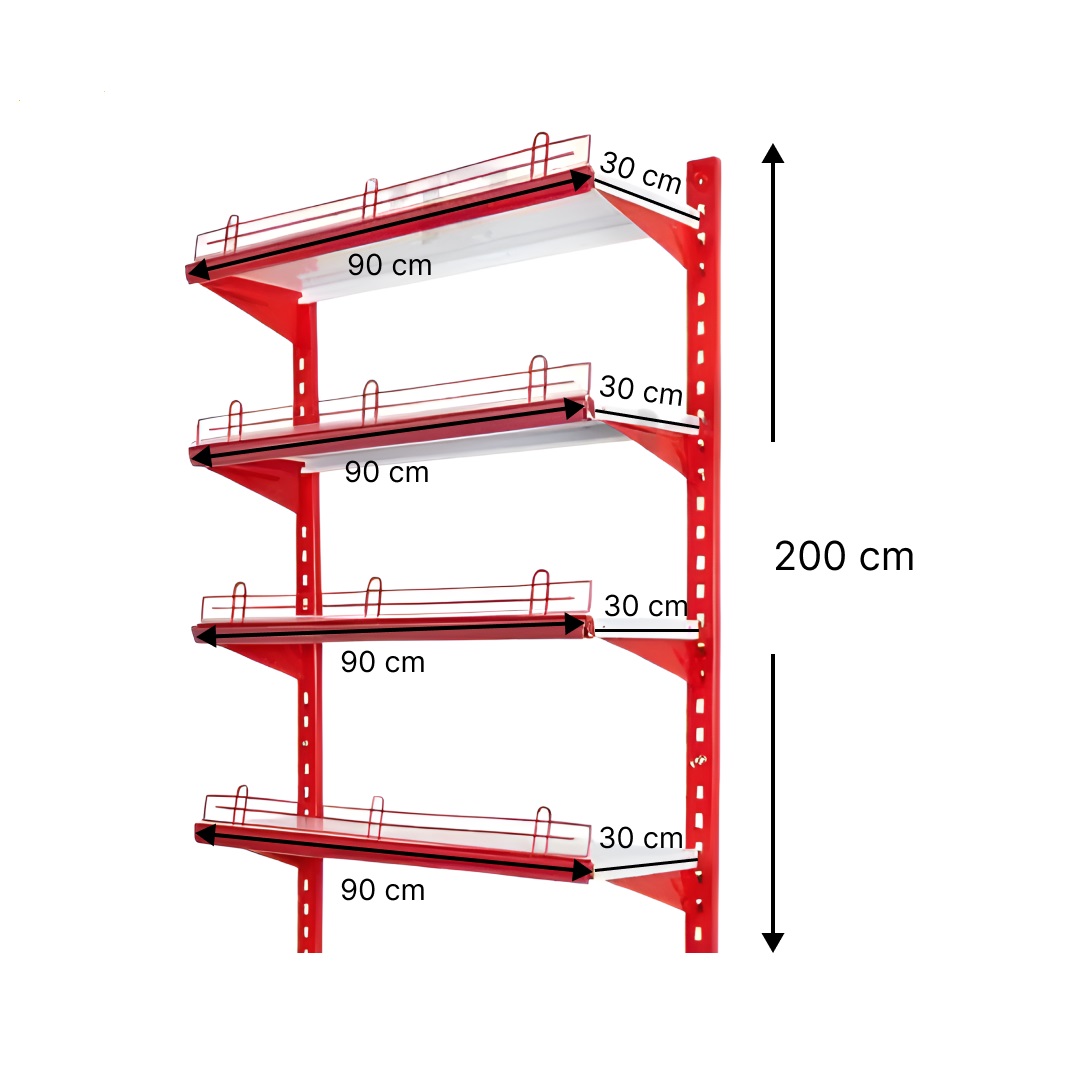123654vered-2 قفسه دیواری چند منظوره 4 طبقه 90×30 ارتفاع 200 سانتی متر - Image 1