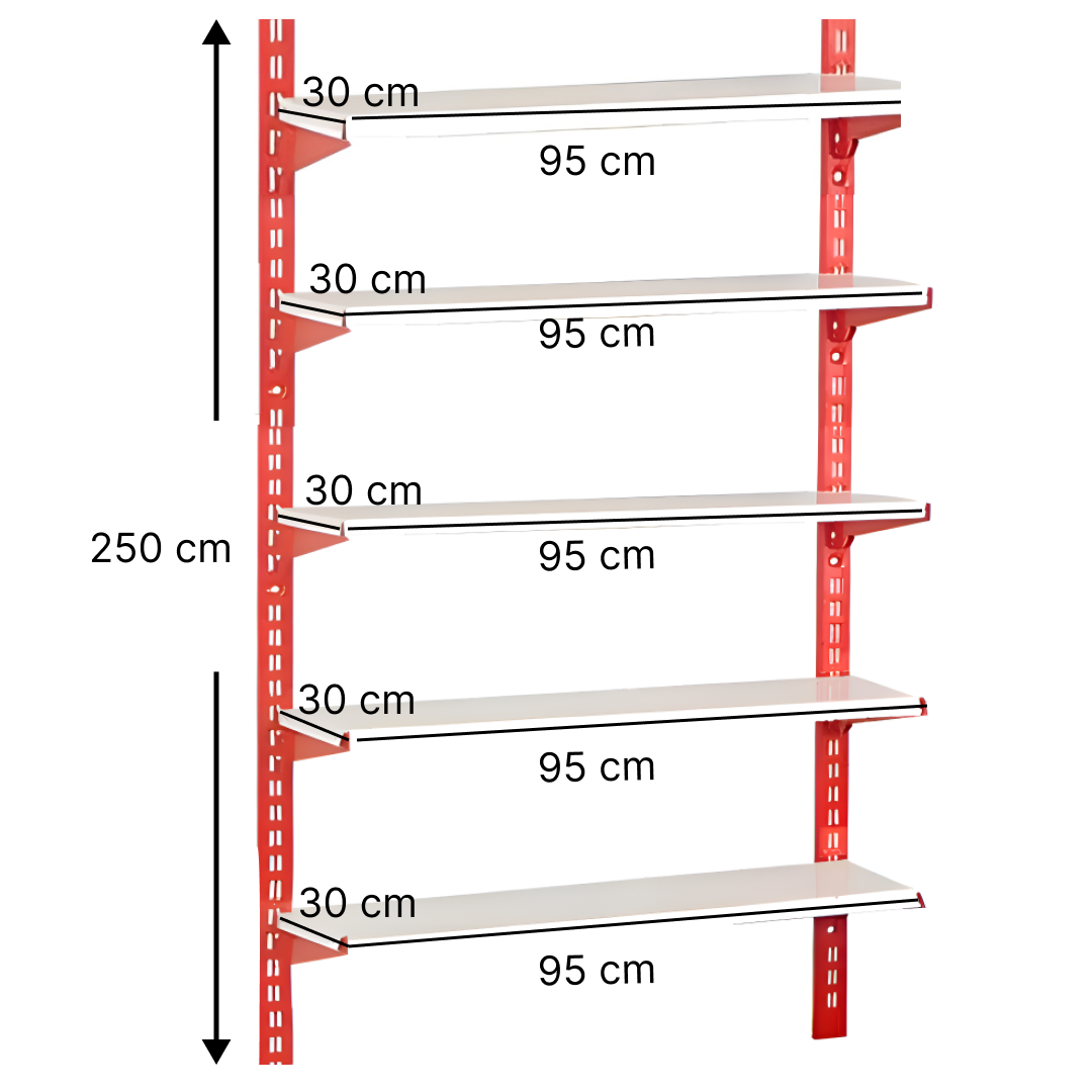 قفسه-سوپری-5-طبقه-سایز-95x30-ارتفاع-250 قفسه سوپری 5 طبقه سایز 95×30 ارتفاع 250 سانتی متر - Image 1